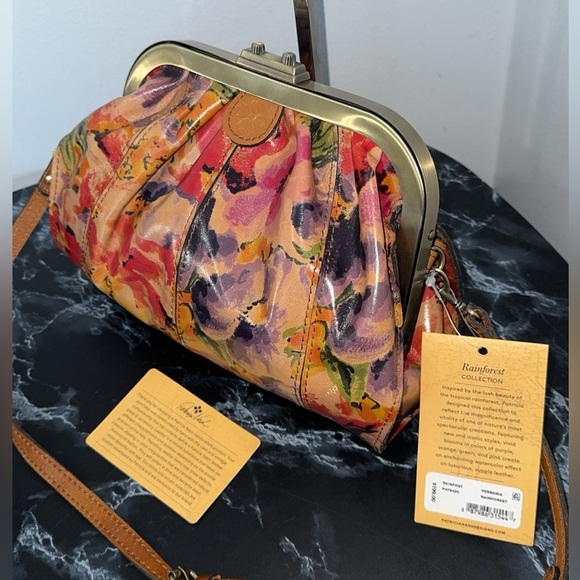 PATRICIA NASH Verbania Frame Leather Crossbody Rainforest Floral AUTHENTIC NWT